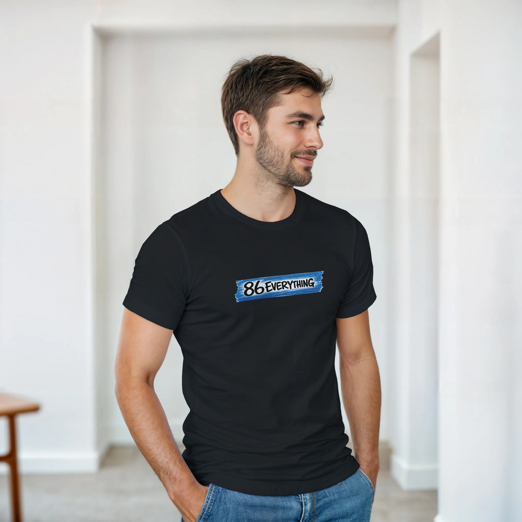 FIFO Collective 86 Everything blue tape logo streetwear t-shirt In black