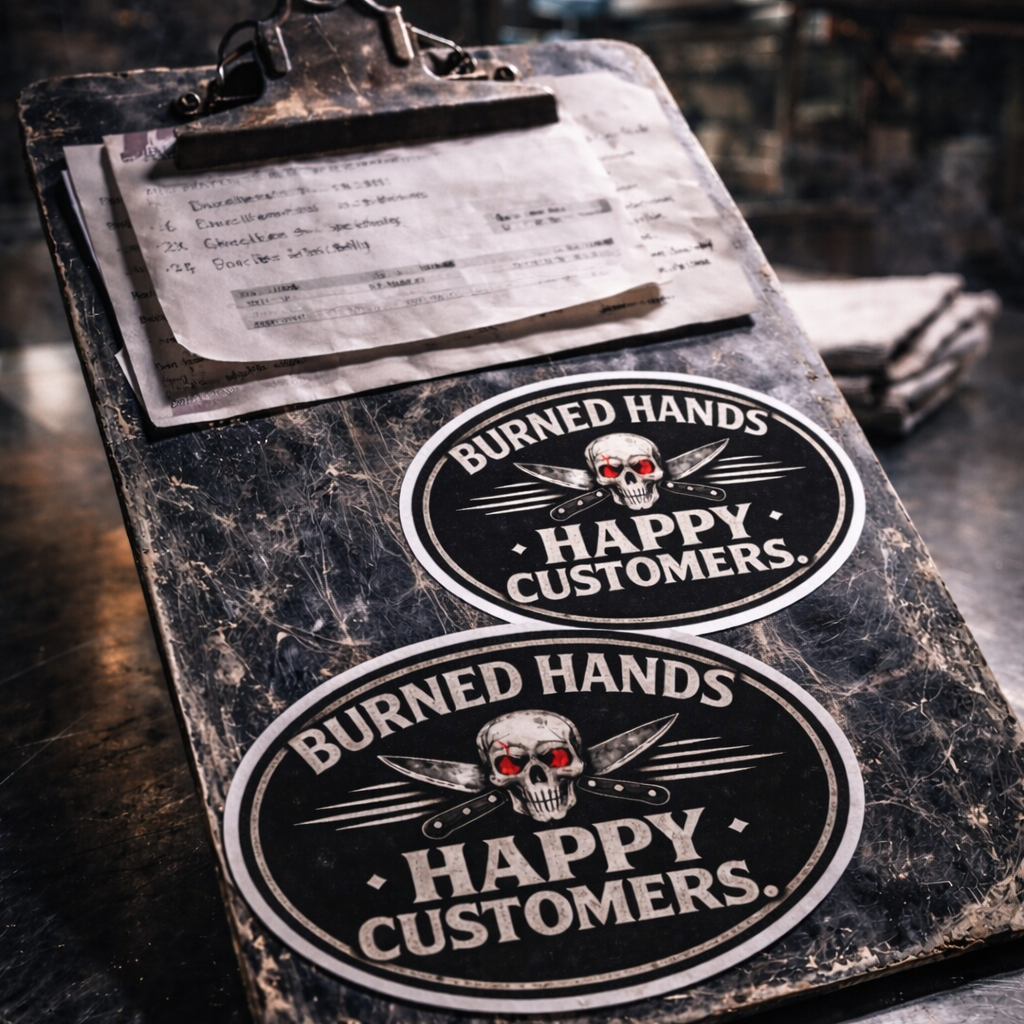 Burned Hands sticker for Chefs and Line Cooks