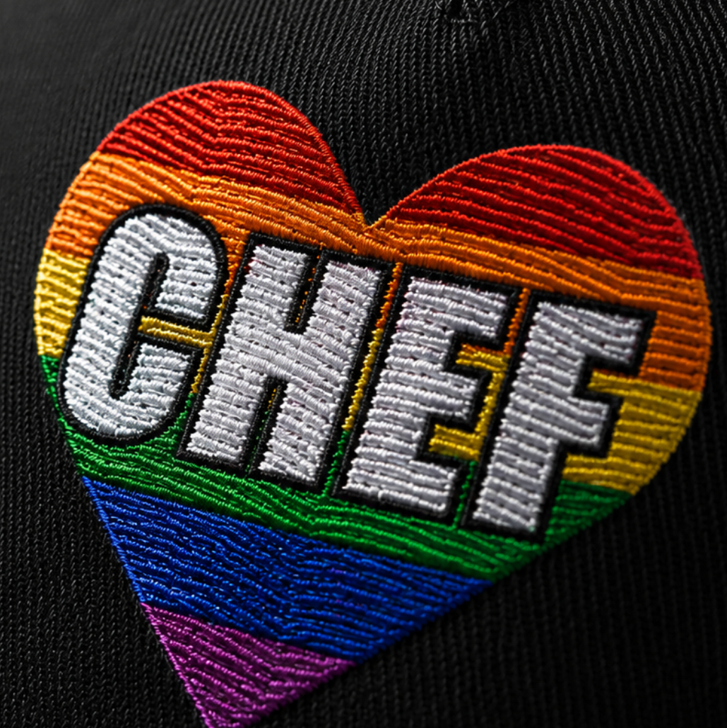 LGBTQ chef dad hat rainbow heart embroidered pride cap kitchen culture hat