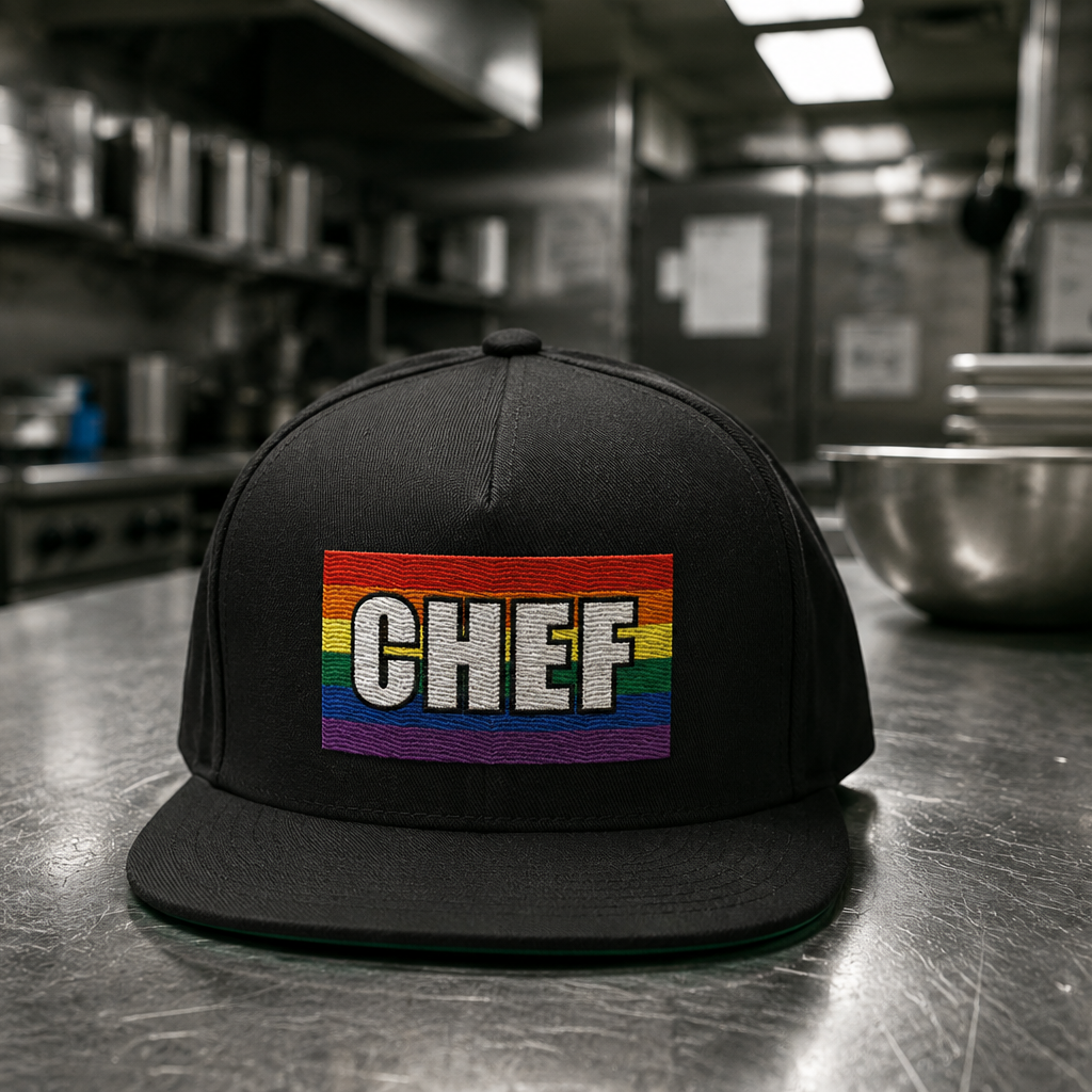 LGBTQ Chef embroidered pride flag snap back  cap