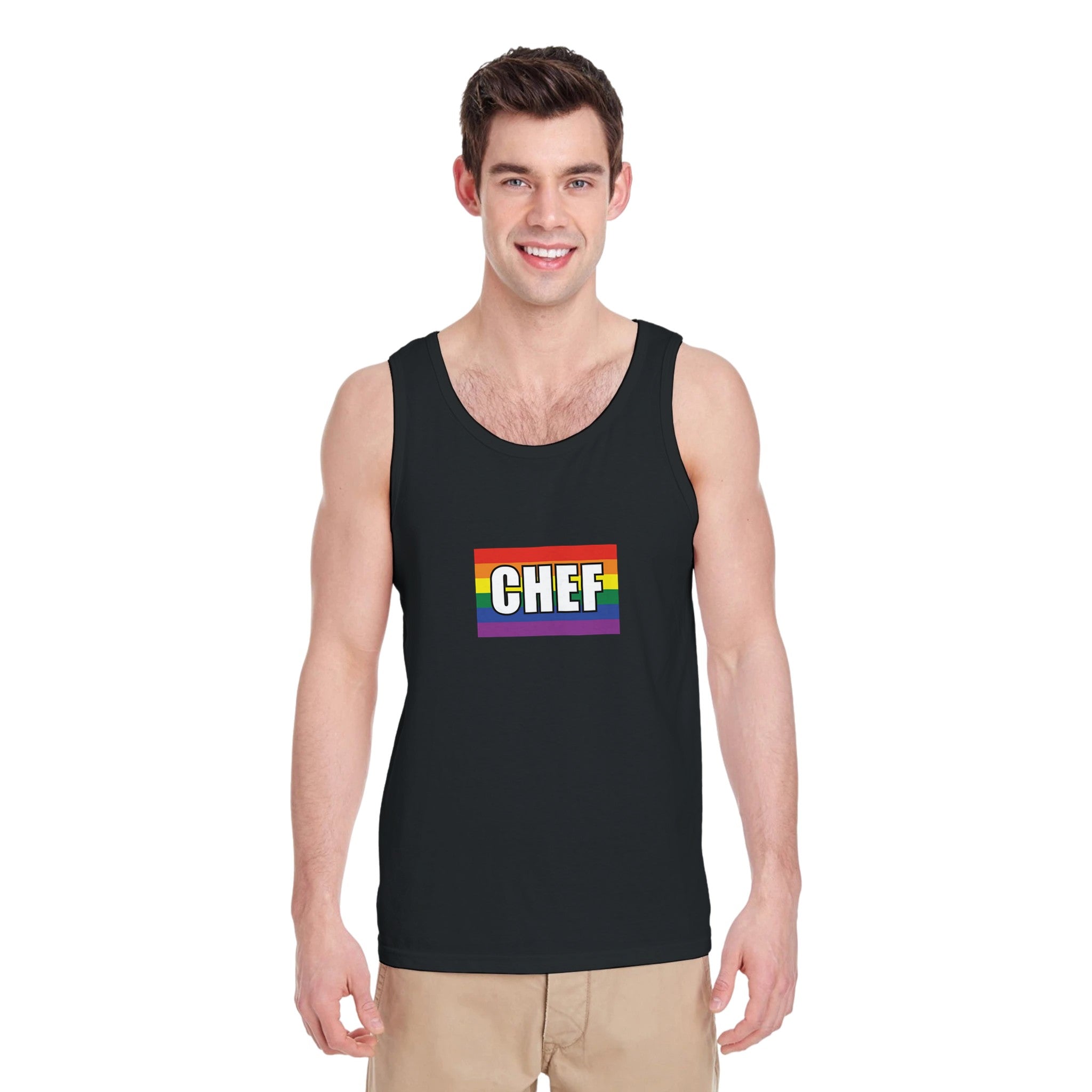 Chef Pride Flag Tank Top modeled