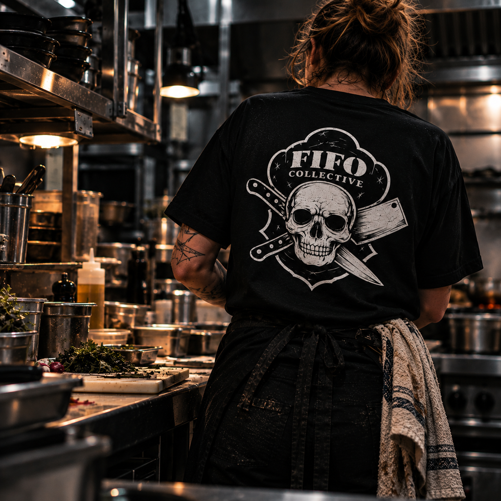 Skull Chef Knife T-Shirt Kitchen Graphic Heavyweight