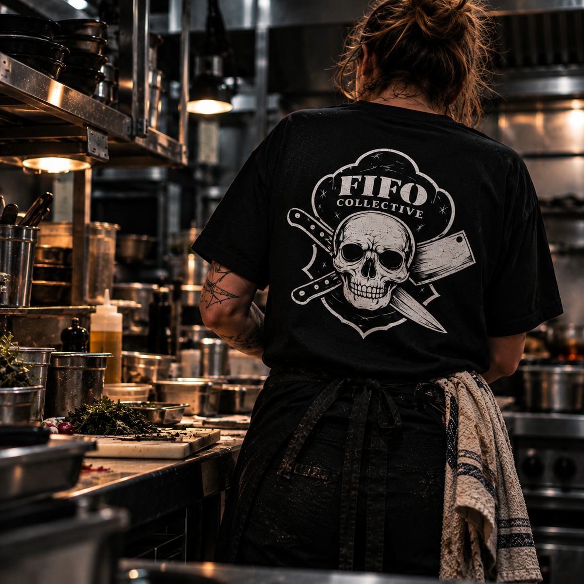 Skull Chef Knife T-Shirt Kitchen Graphic Heavyweight