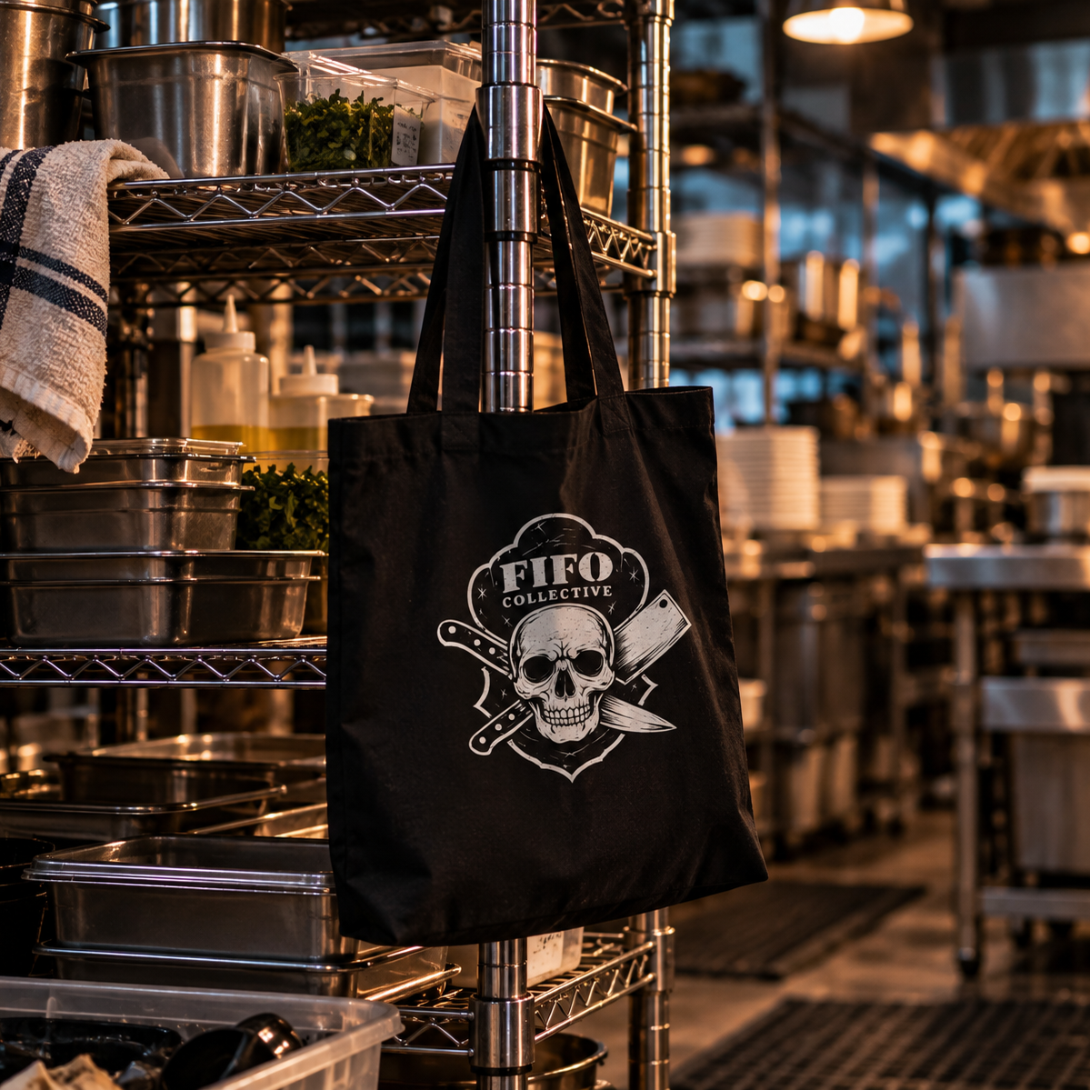 Skull Chef Knife Kitchen Graphic Tote Bag