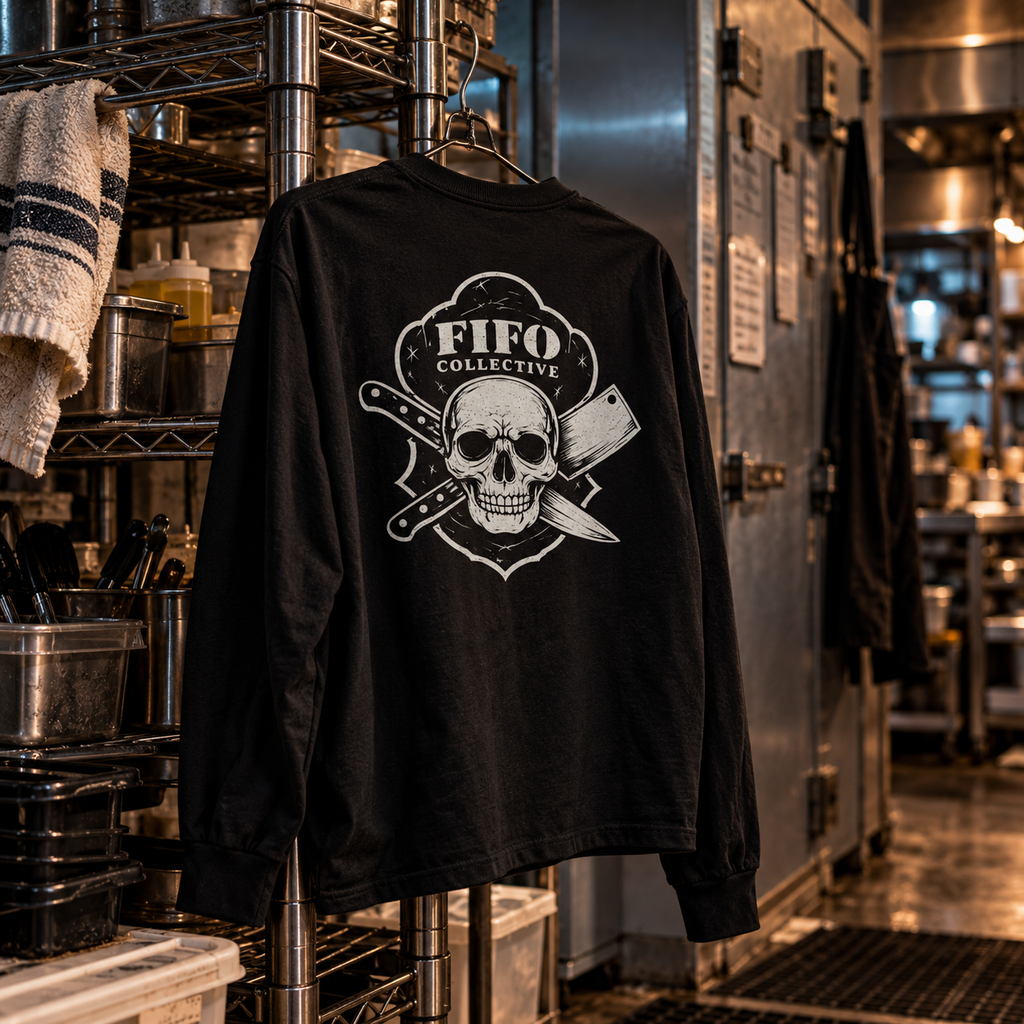 Skull Chef Knife Long Sleeve Heavyweight Tee