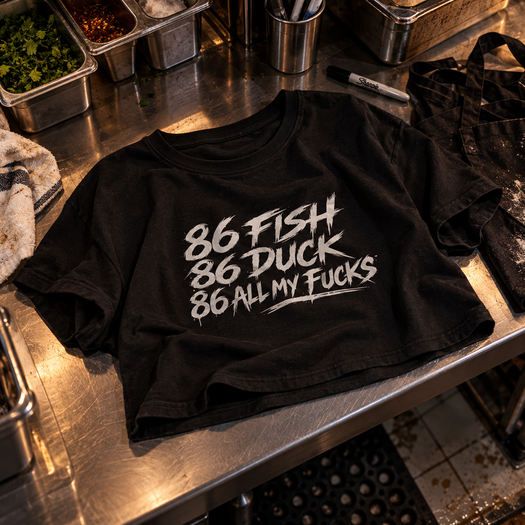 86 All My Fucks Crop Top Shirt – Kitchen Humor Cropped Tee Chef Graphic Shirt