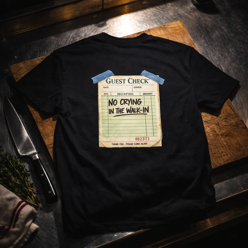 No crying in the walk in graphic tshirt for Chefs and Line Cooks