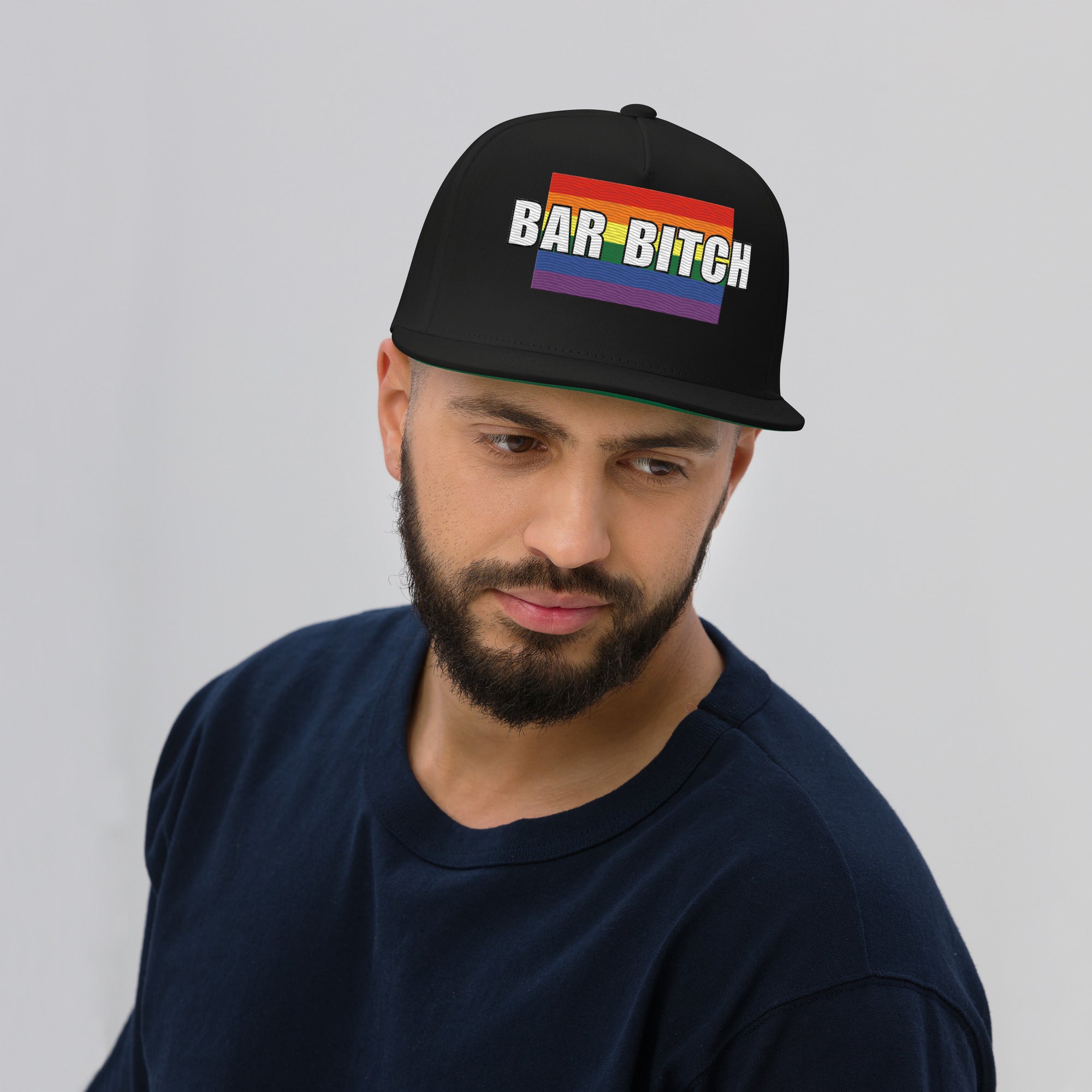 LGBTQ bartender dad hat bar bitch pride flag embroidered pride snapback cap  modeled