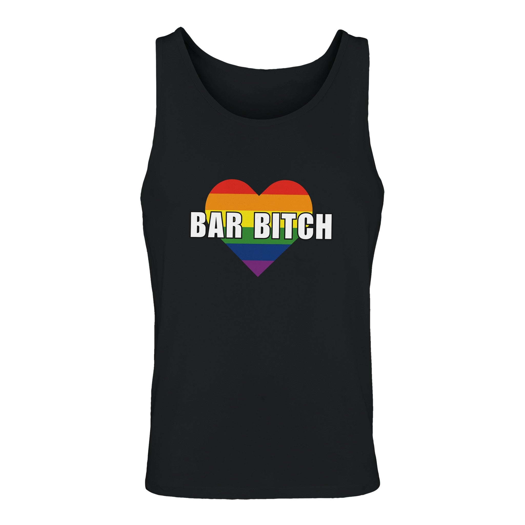 LGBTQ bartender bar bitch  rainbow heart  tank top front mock up