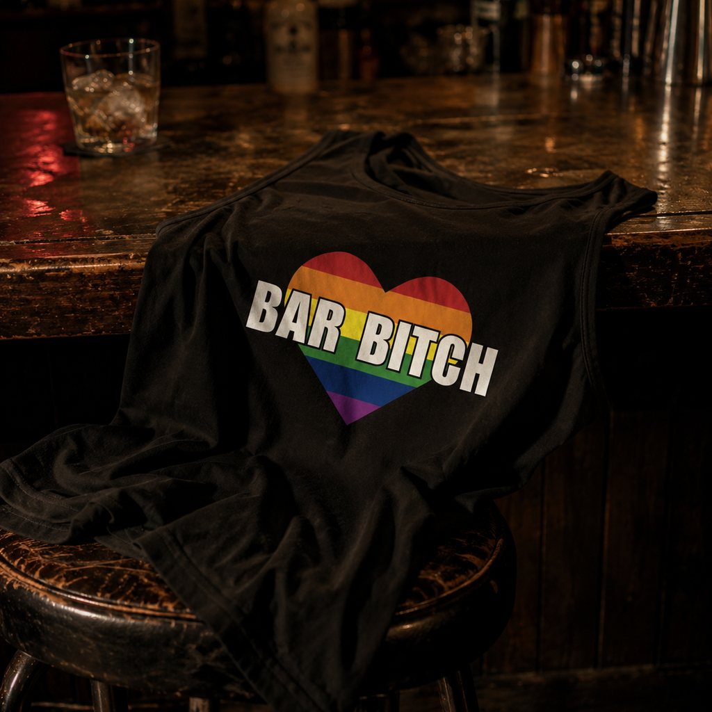 LGBTQ bartender bar bitch  rainbow heart  tank top 