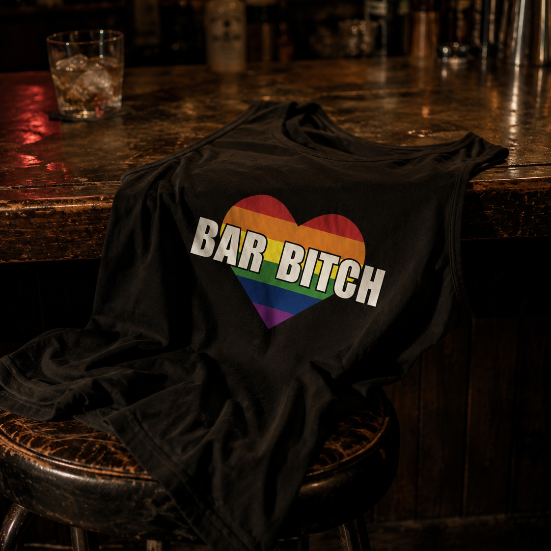 LGBTQ bartender bar bitch  rainbow heart  tank top 