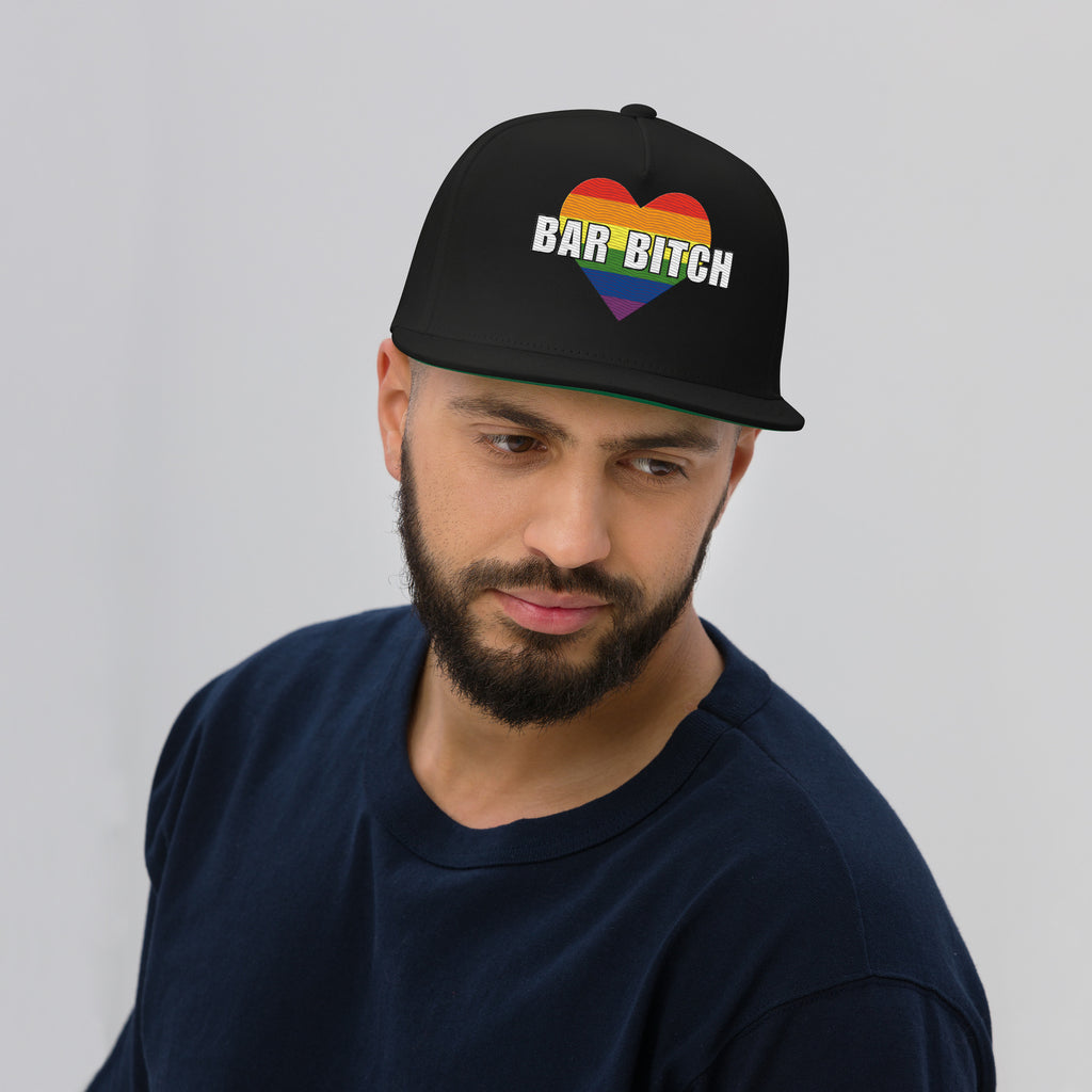 LGBTQ  snapback  bar bitch rainbow heart embroidered pride cap modeled
