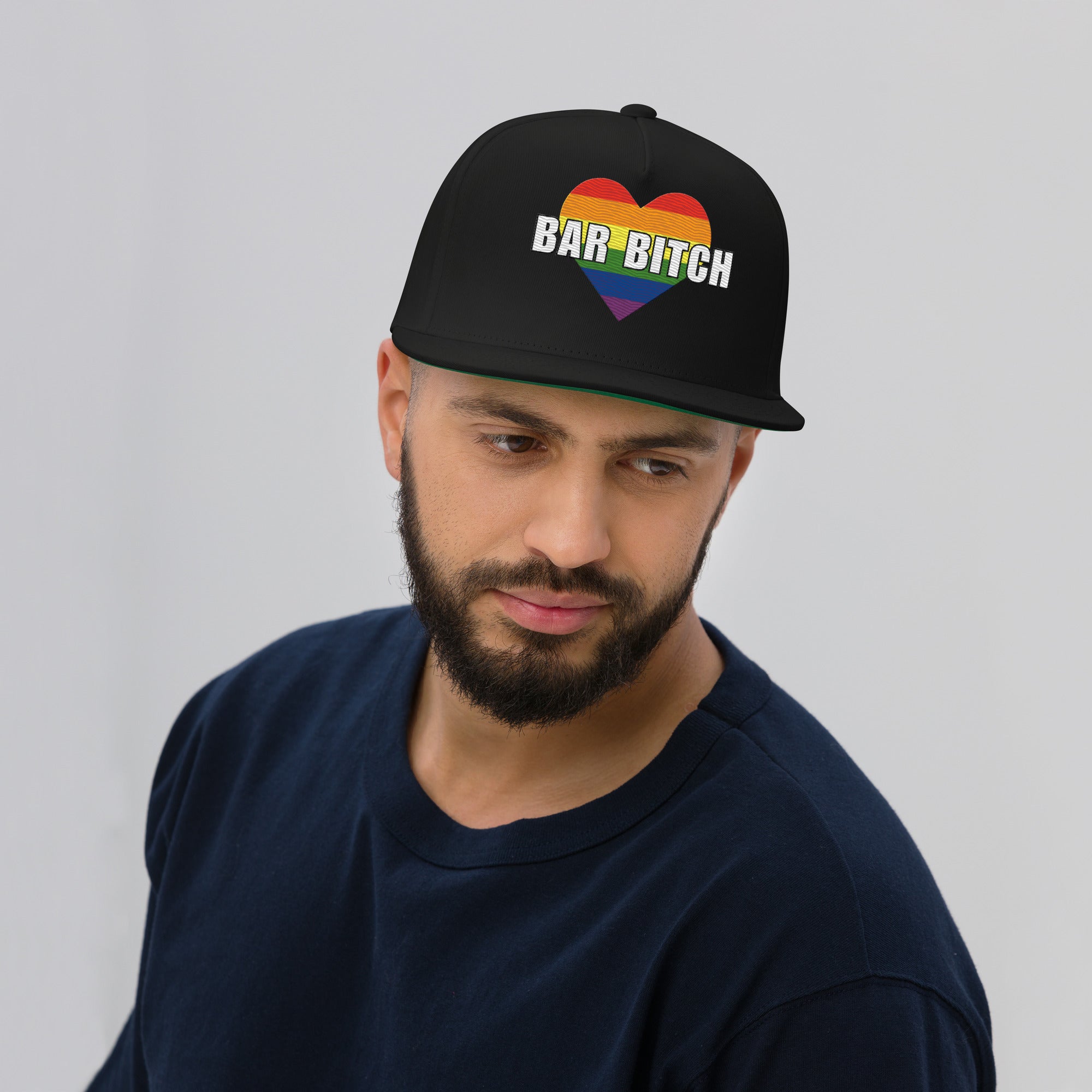 LGBTQ  snapback  bar bitch rainbow heart embroidered pride cap modeled