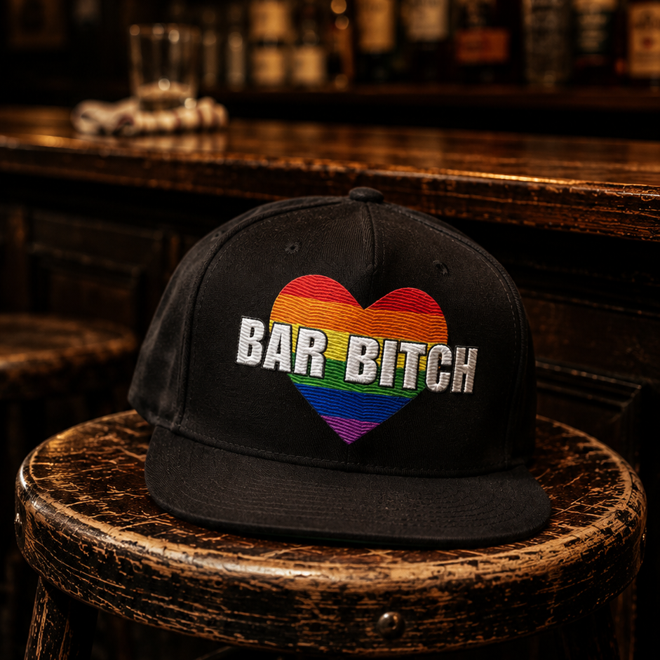 LGBTQ  snapback  bar bitch rainbow heart embroidered pride cap