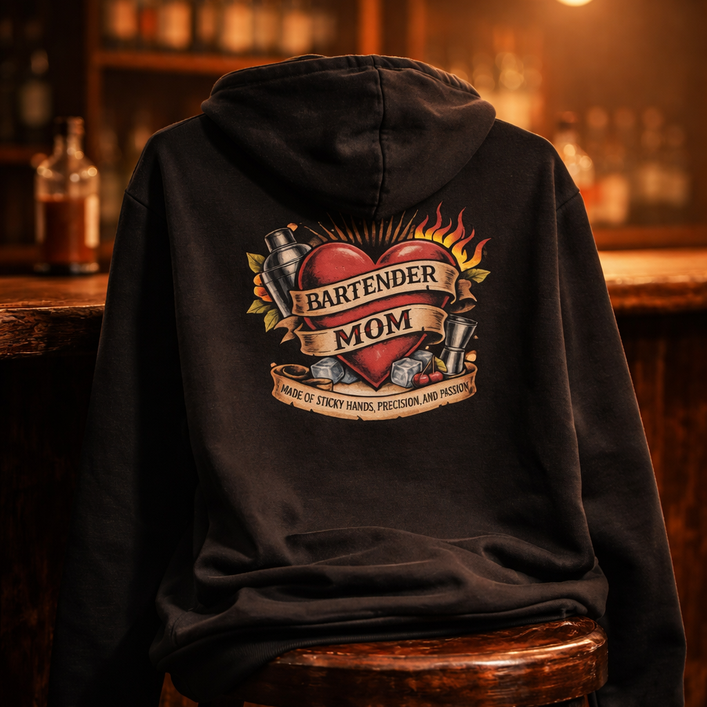 Bartender mom hoodie sticky hands precision passion service industry sweatshirt FIFO Collective
