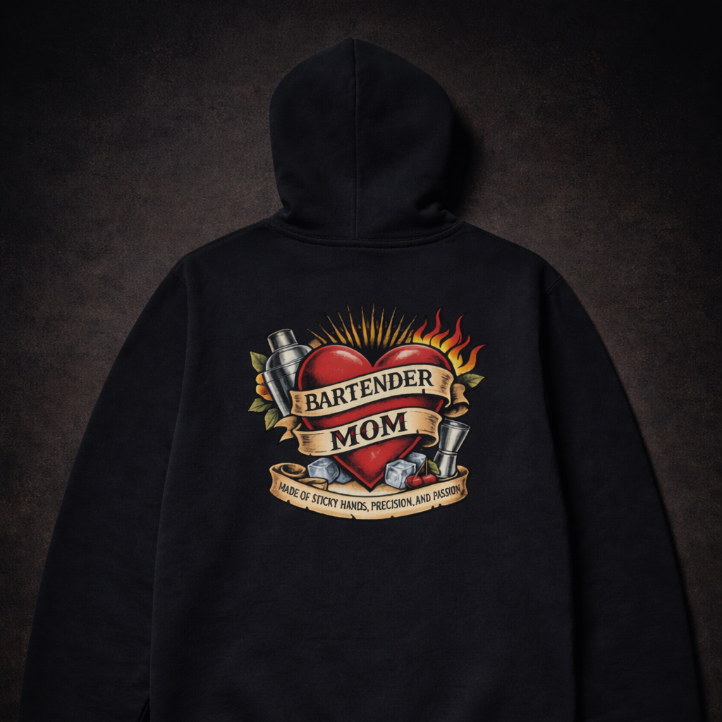 Bartender mom hoodie sticky hands precision passion service industry sweatshirt FIFO Collective