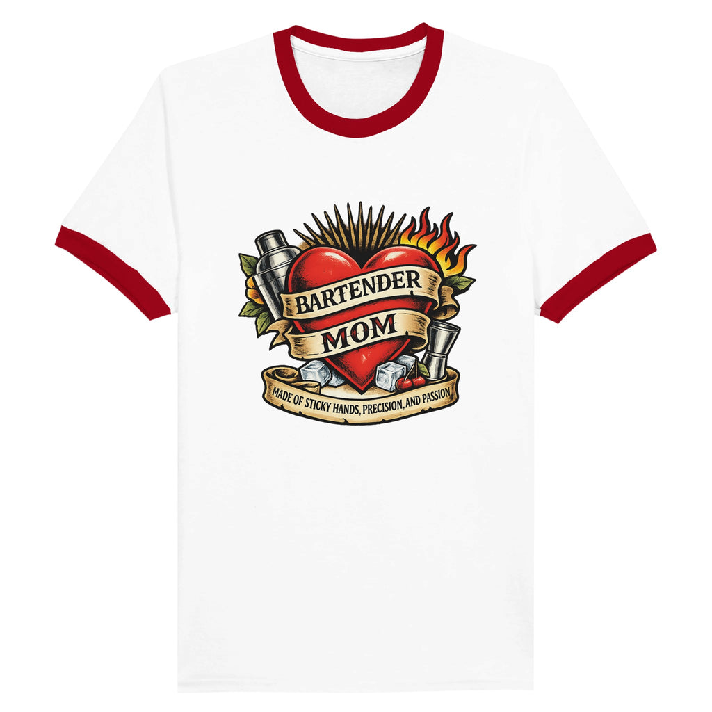 Bartender mom ringer t-shirt made of cuts burns passion kitchen tattoo style tee