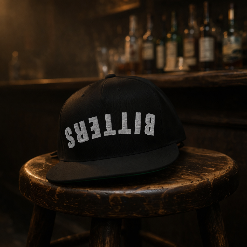 Bitters snapback hat bartender flat bill cocktail cap