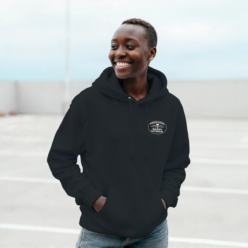 Burned hands happy customers chef line cook hoodie kitchen graphic sweatshirt