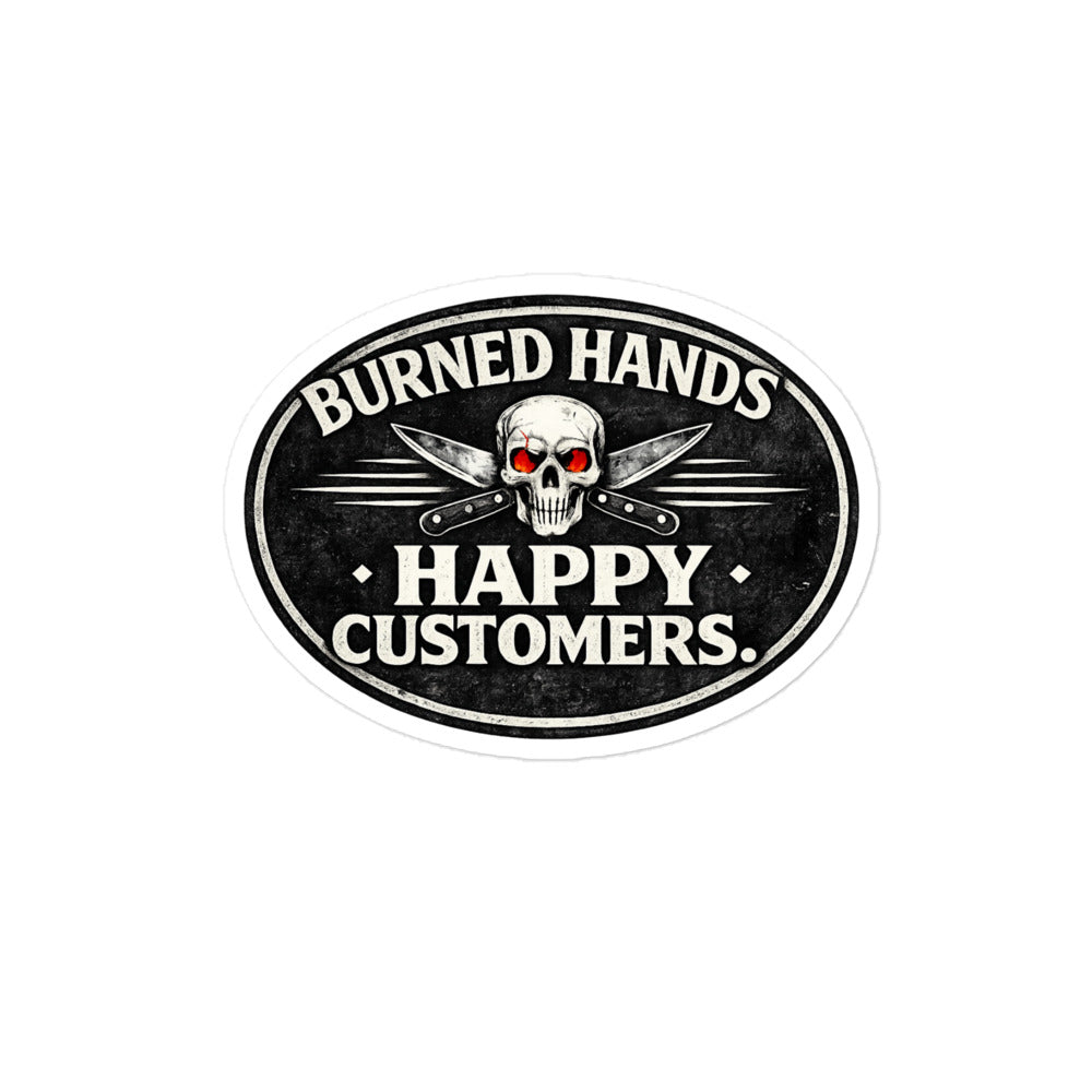 Burned Hands sticker for Chefs and Line Cooks