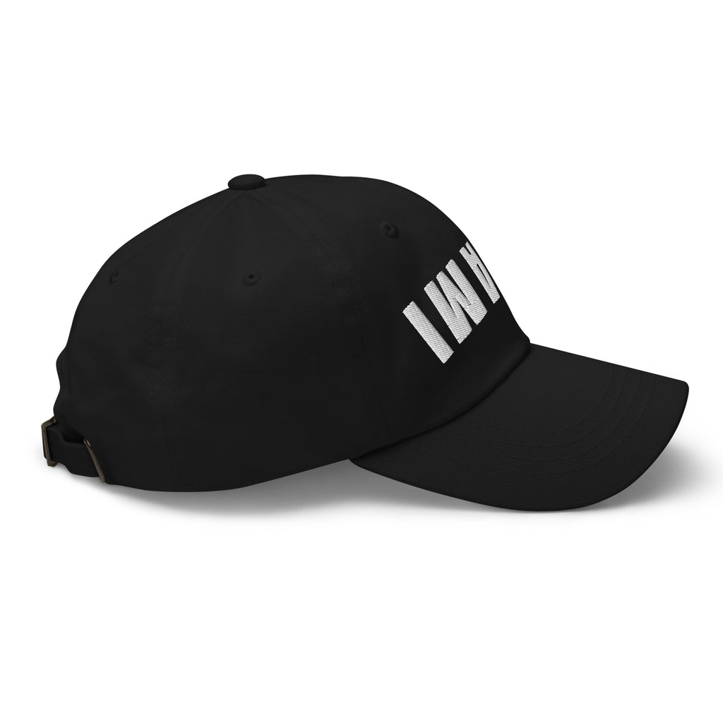 Right view of embroidered chef dad hat with umami design