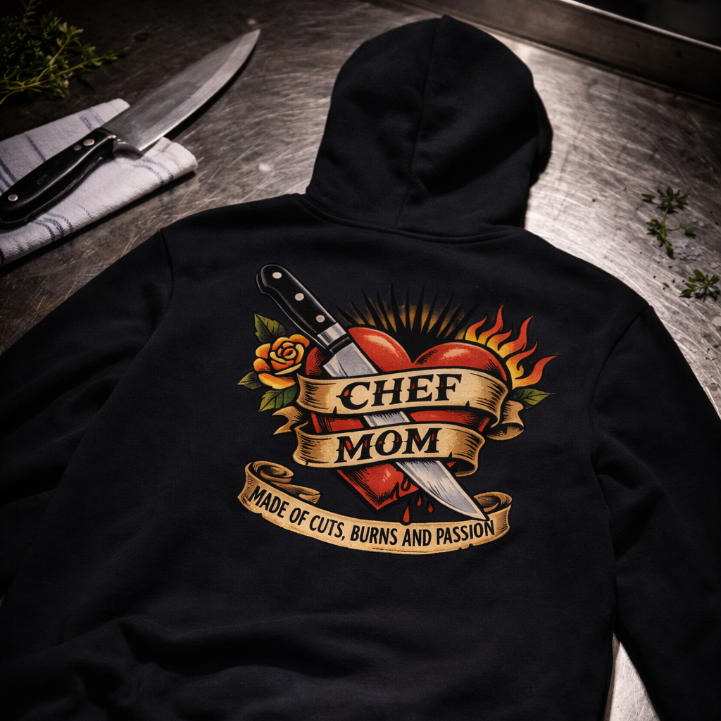 Chef mom hoodie made of cuts burns passion kitchen sweatshirt service industry apparel