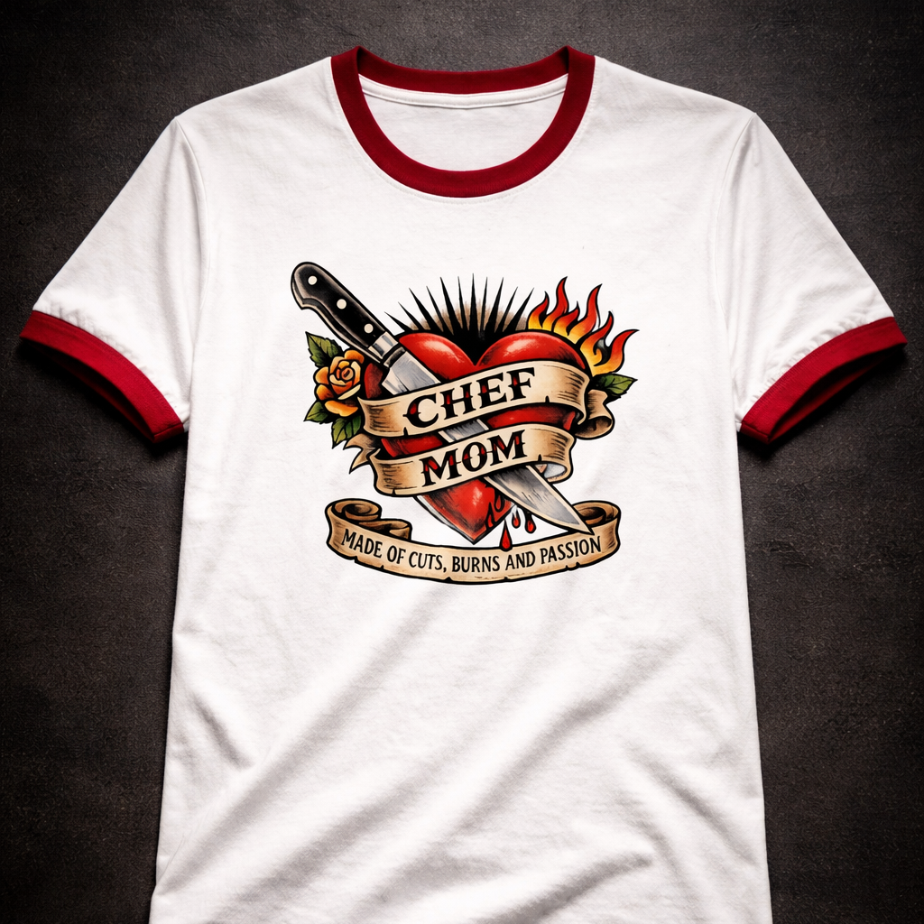 Chef mom ringer t shirt made of cuts burns passion vintage kitchen tee