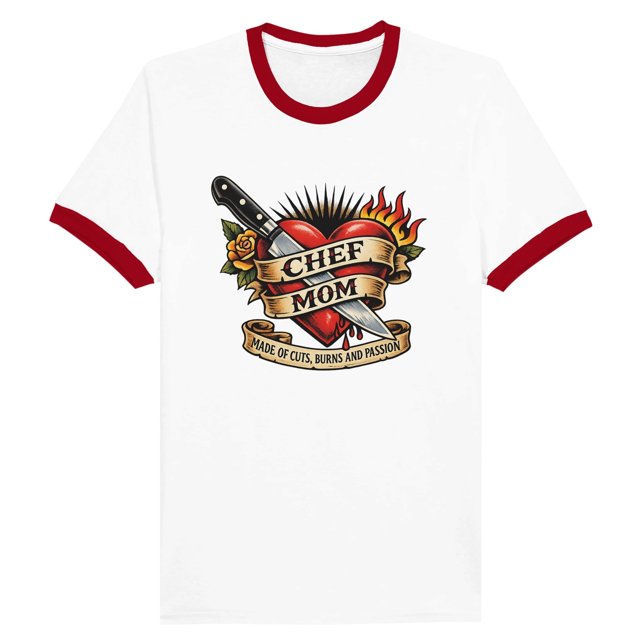Chef mom ringer t shirt made of cuts burns passion vintage kitchen tee