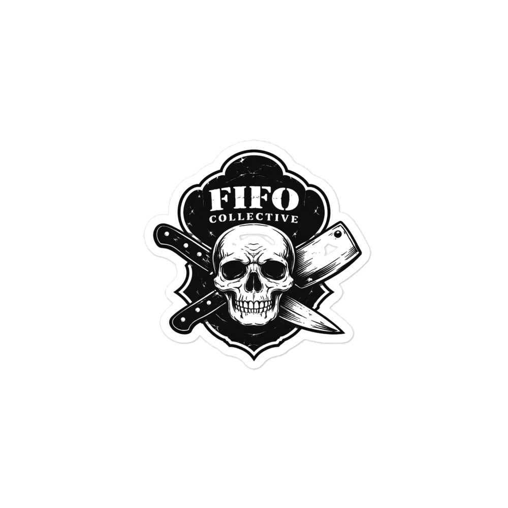 Chef skull sticker knife logo vinyl decal FIFO kitchen culture sticker
