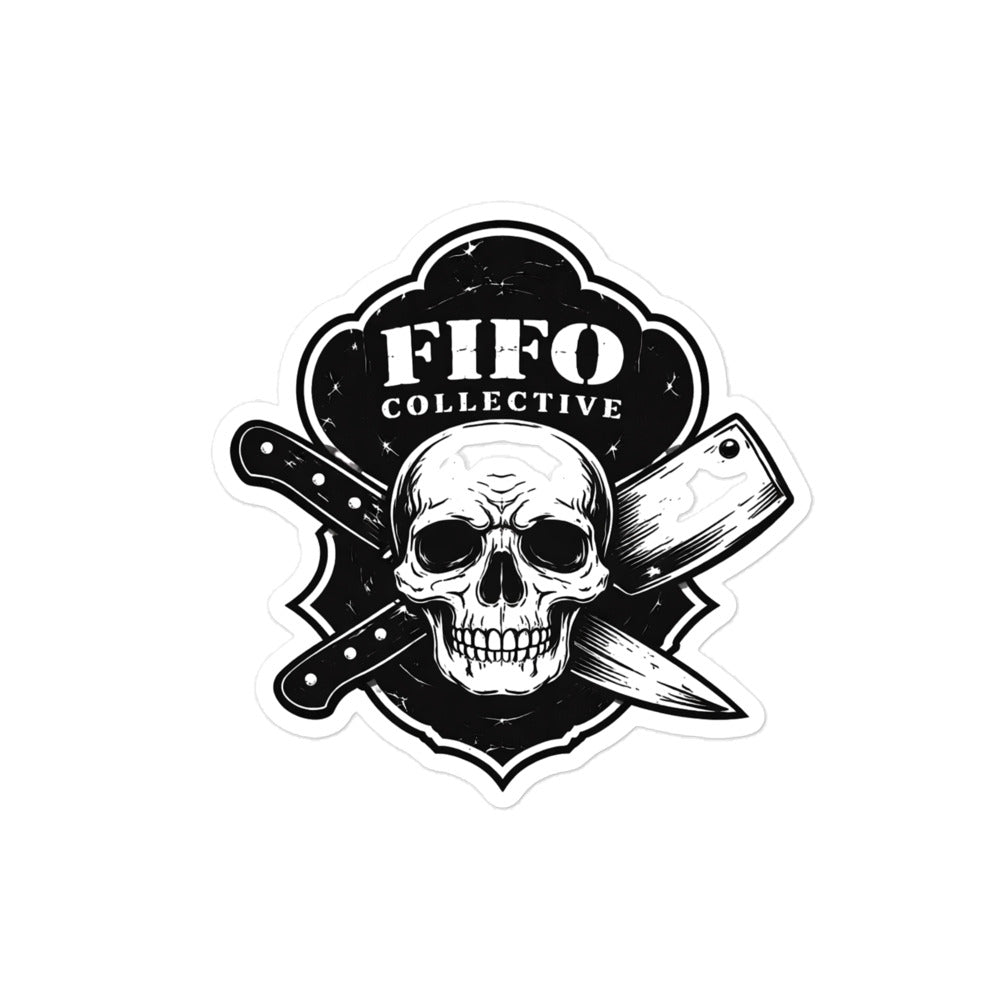 Chef skull sticker knife logo vinyl decal FIFO kitchen culture sticker