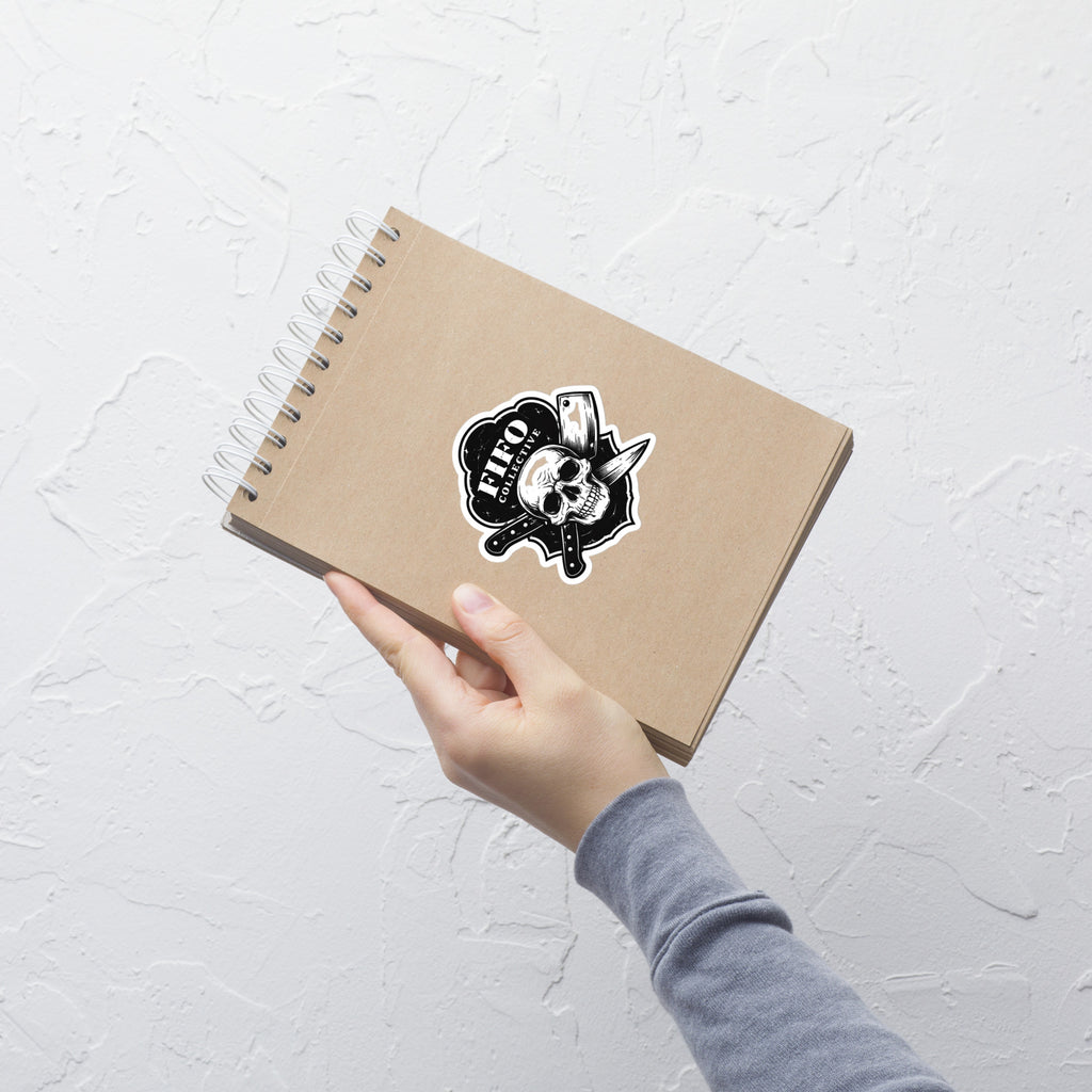 Chef skull sticker knife logo vinyl decal FIFO kitchen culture sticker