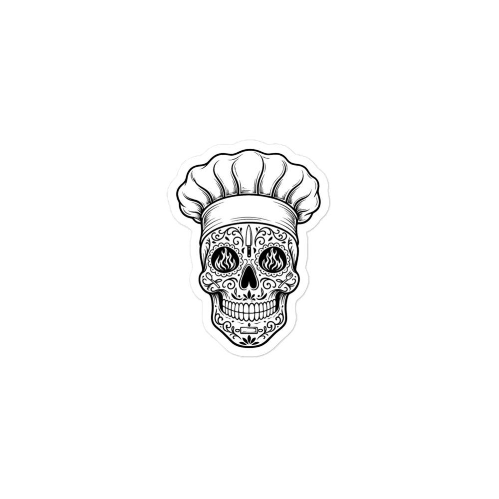 Skull chef sticker detail durable vinyl kitchen use