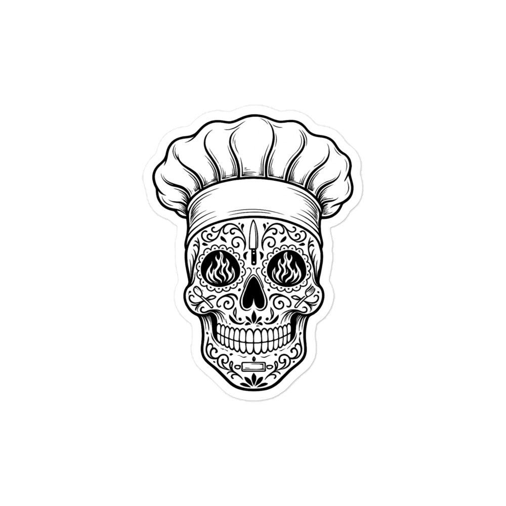 Chef sugar skull sticker Mexican kitchen culture vinyl decal Kiss cut