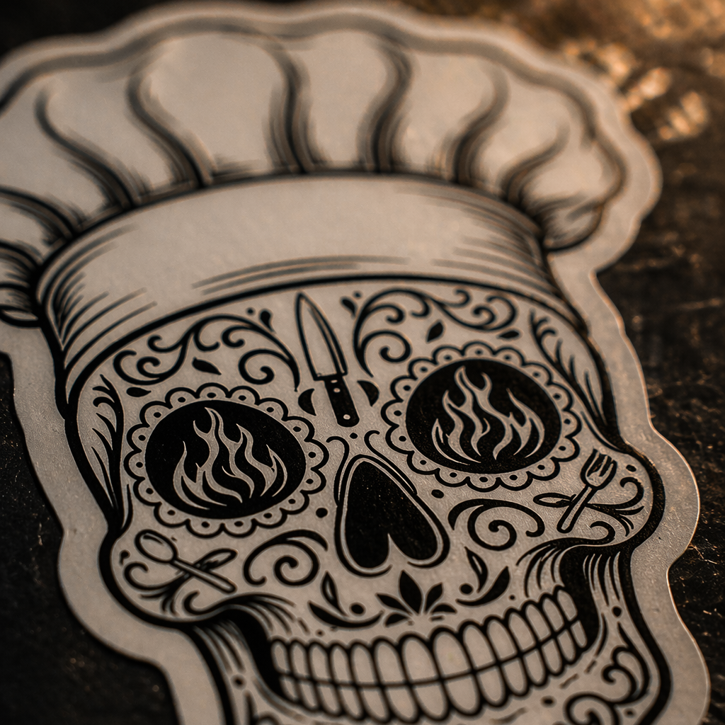 Chef sugar skull sticker Mexican kitchen culture vinyl decal