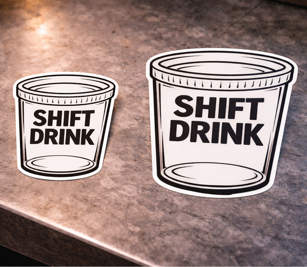 Shift drink bartender sticker deli cup vinyl decal bar life sticker