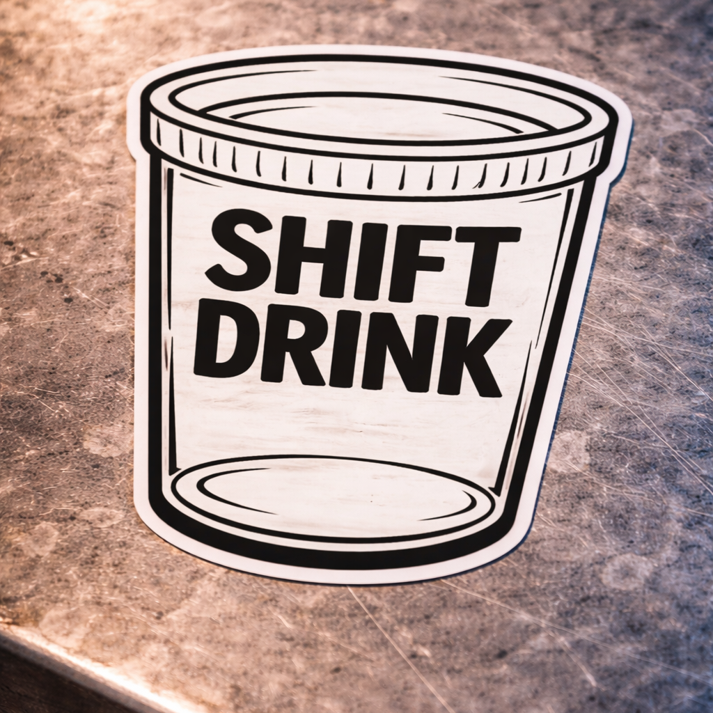 Shift drink bartender sticker deli cup vinyl decal bar life sticker