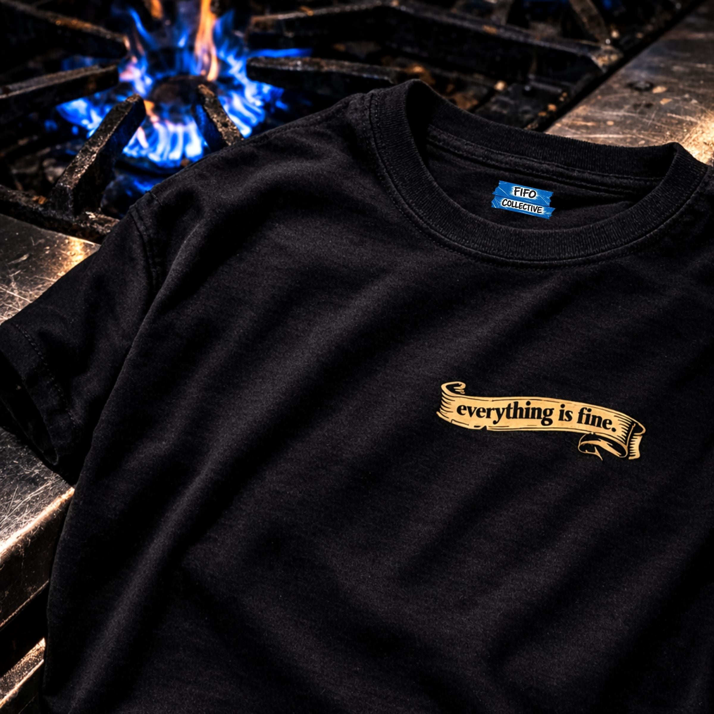 Everything is fine tattoo style shirt sarcastic graphic tee meme design