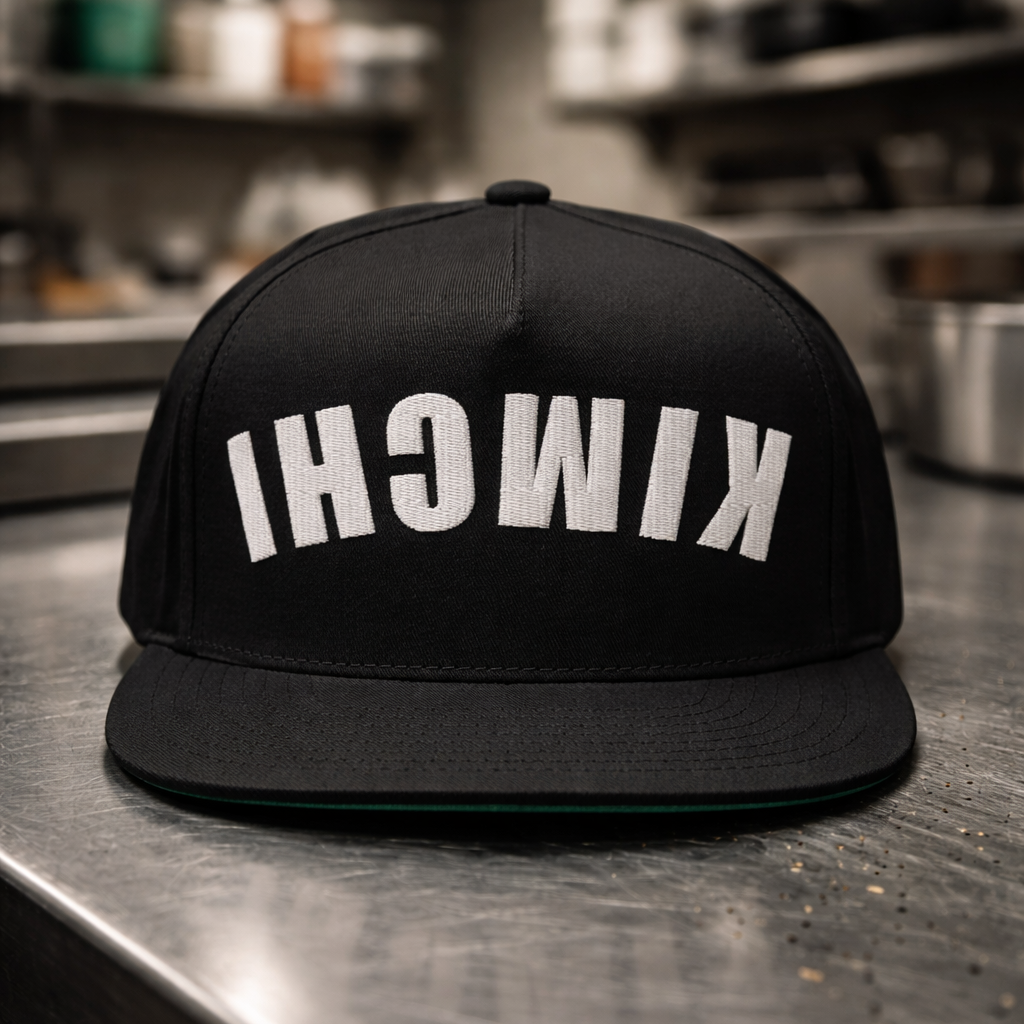 Kimchi snapback hat upside down embroidered chef streetwear cap food culture hat
