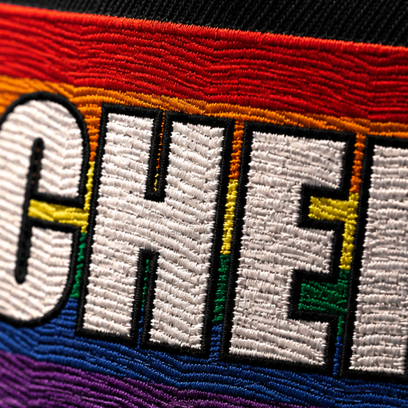 LGBTQ Chef embroidered pride flag cap close up