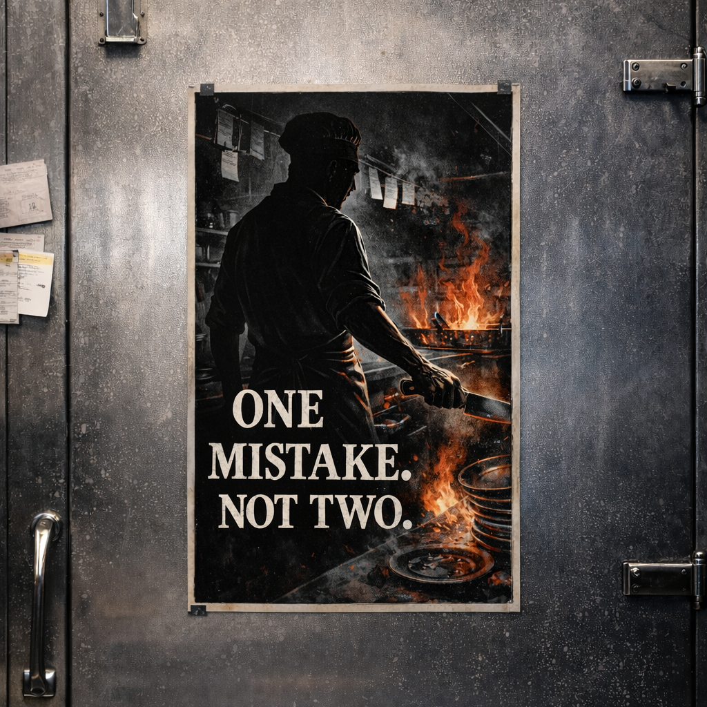 One mistake not two chef kitchen wall art line cook poster