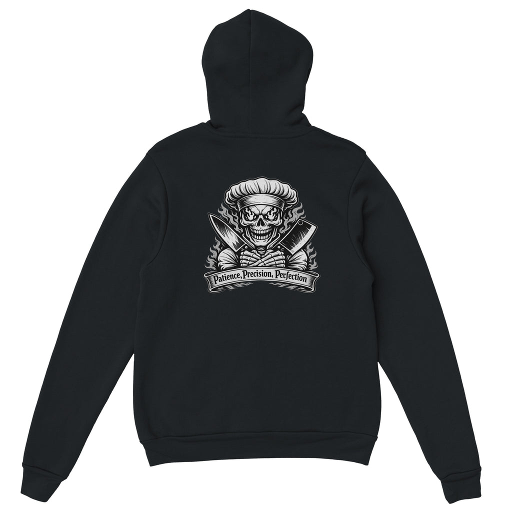 Chef skull hoodie patience precision perfection kitchen streetwear pullover