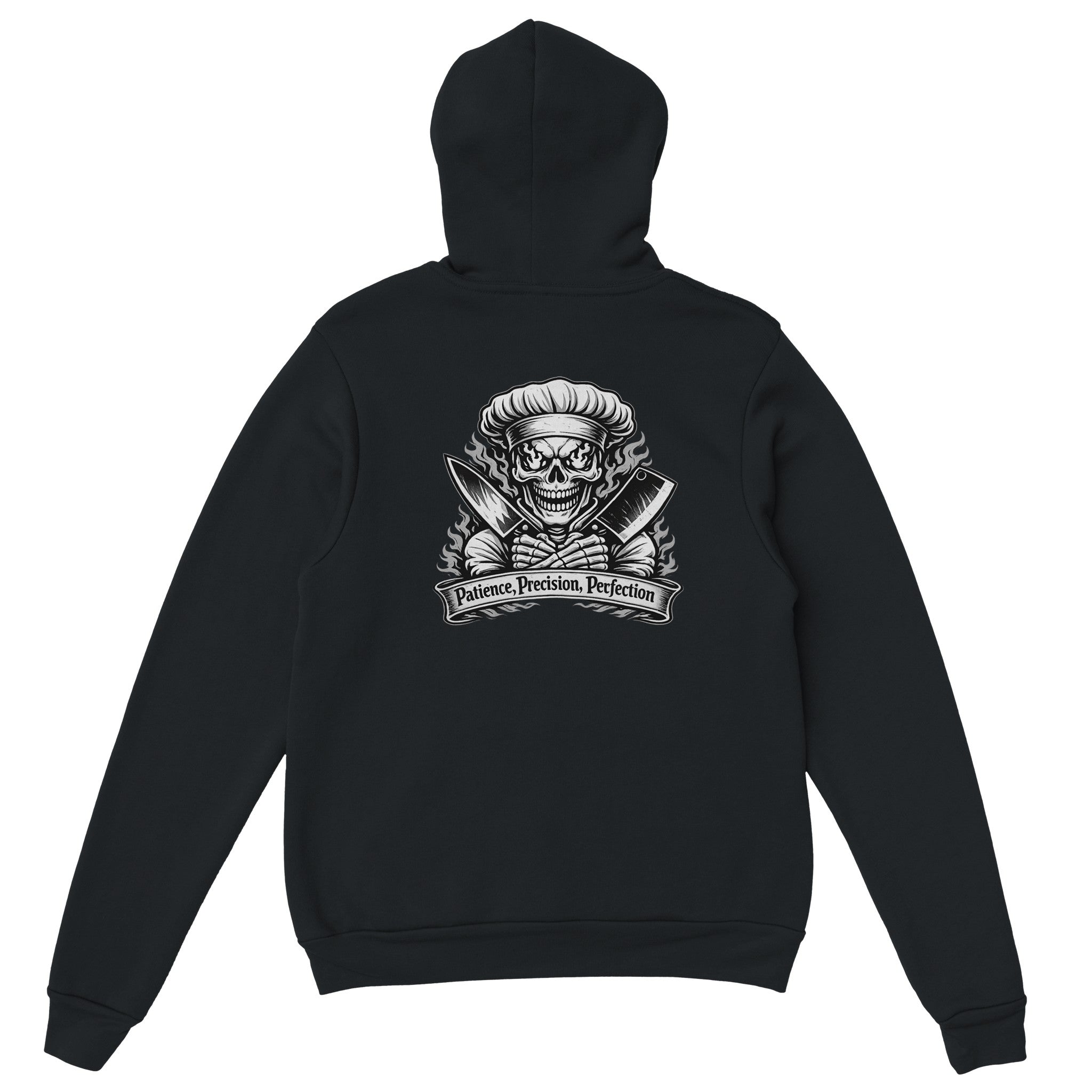 Chef skull hoodie patience precision perfection kitchen streetwear pullover