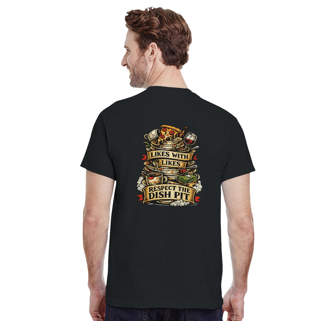 BOH dish pit shirt respect the dish pit tattoo style kitchen tee
