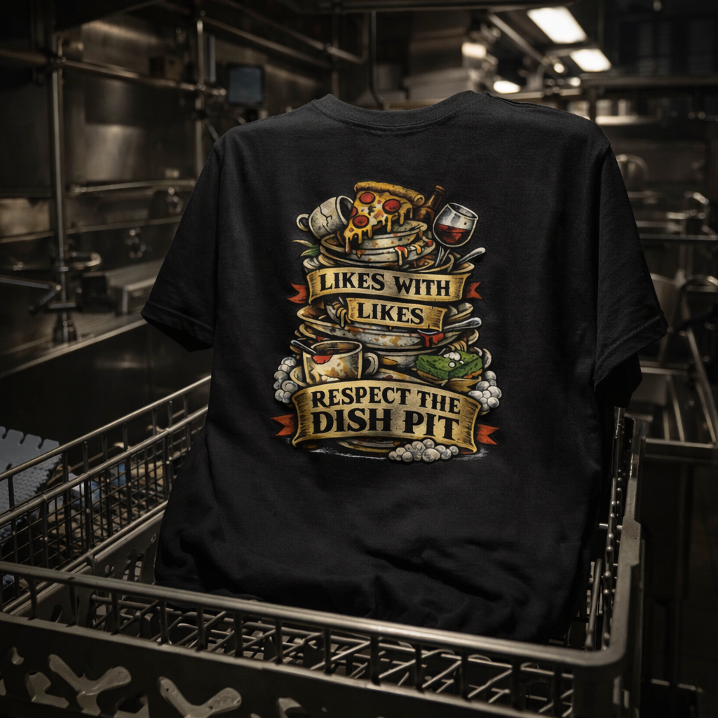 BOH dish pit shirt respect the dish pit tattoo style kitchen tee