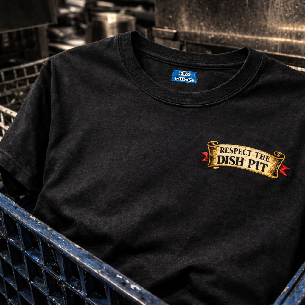 BOH dish pit shirt respect the dish pit tattoo style kitchen tee