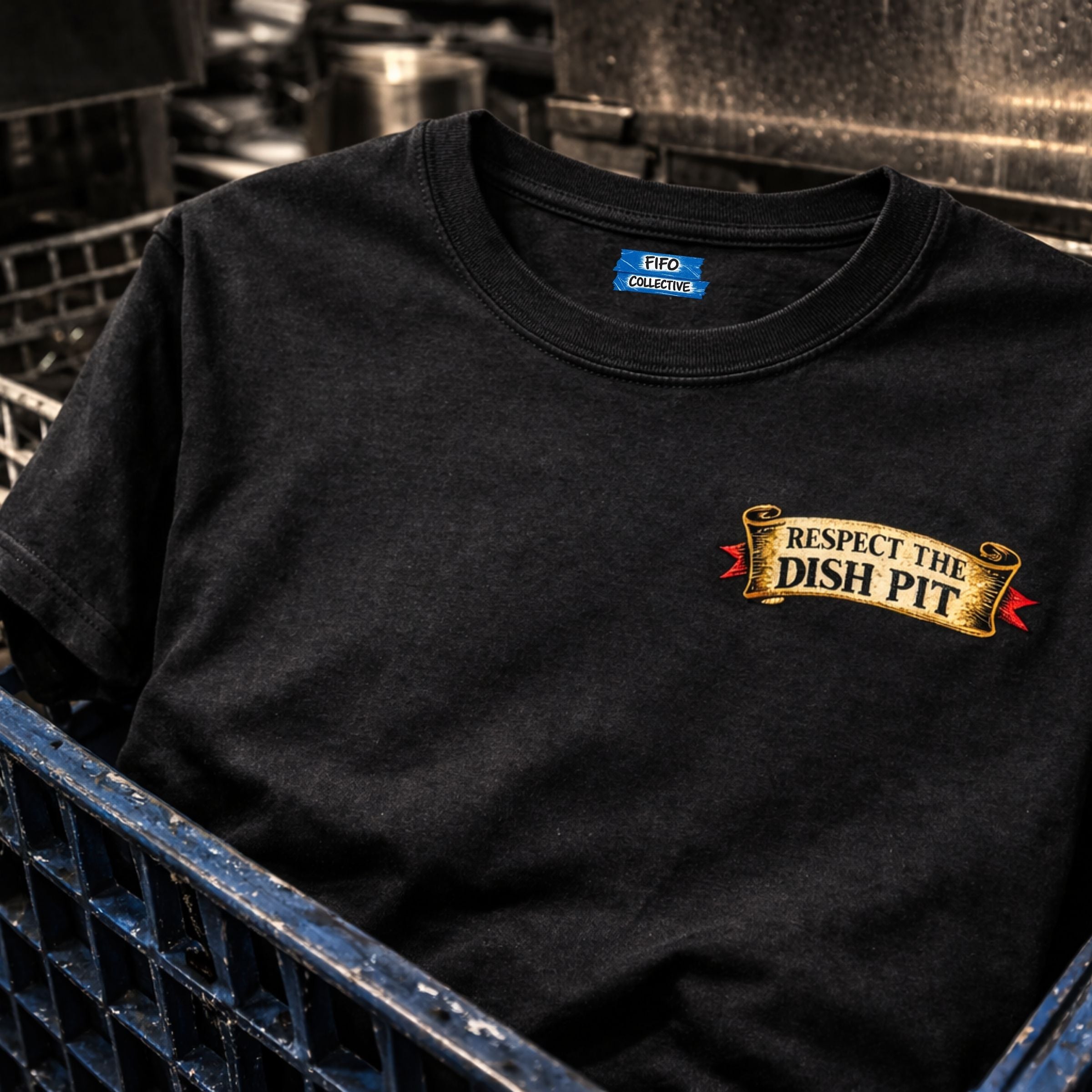 BOH dish pit shirt respect the dish pit tattoo style kitchen tee