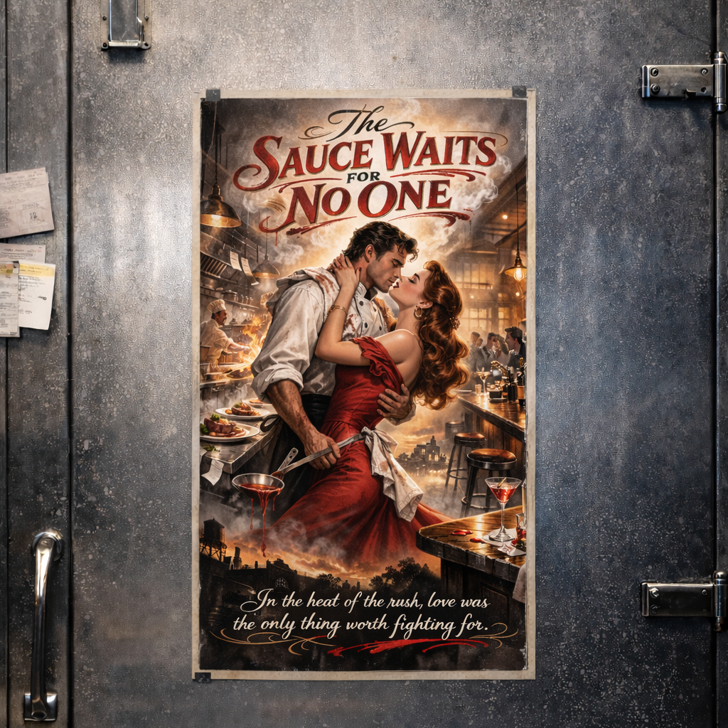 The sauce waits for no one chef kitchen wall art vintage poster