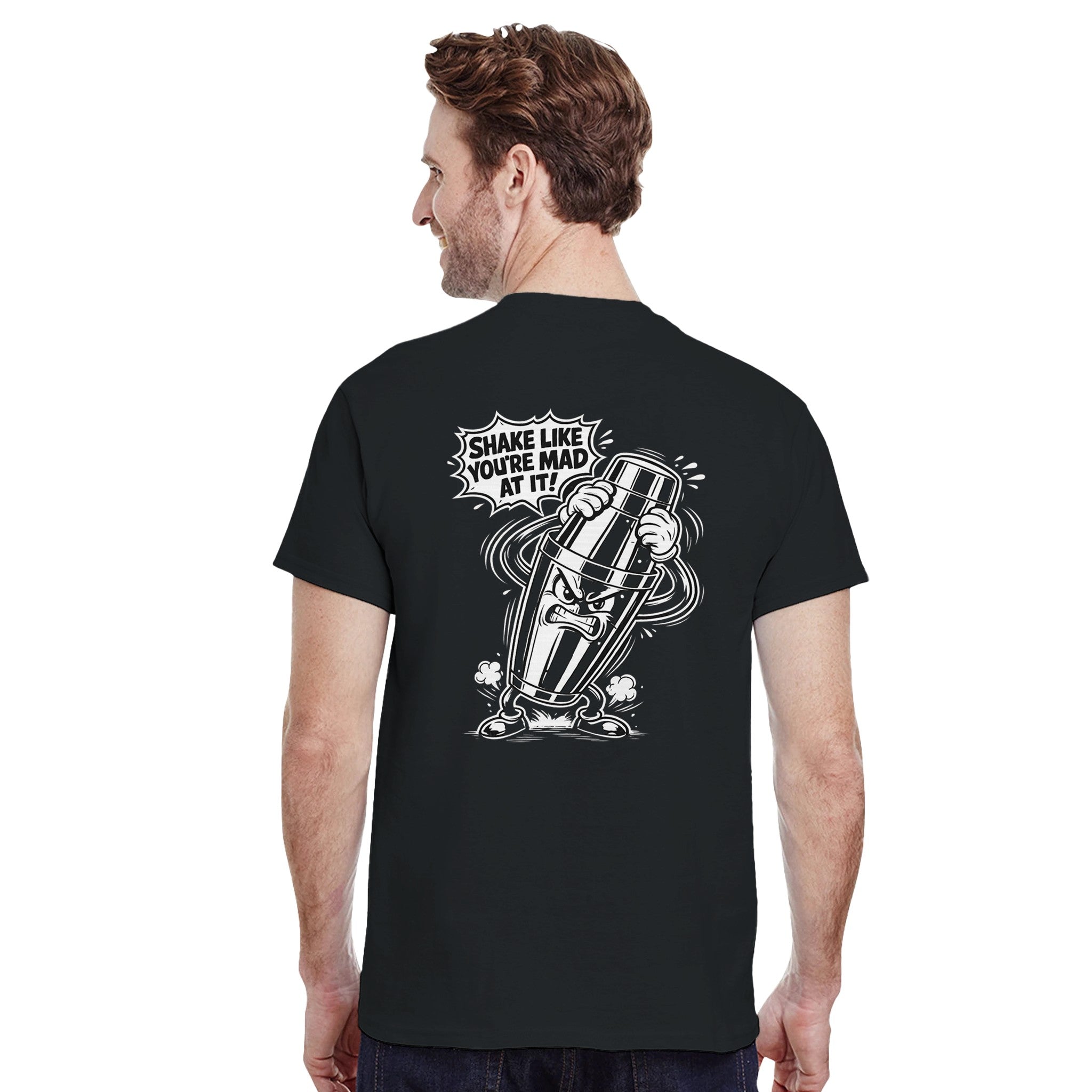 Funny bartender t-shirt shake it like you’re mad at it cocktail shirt
