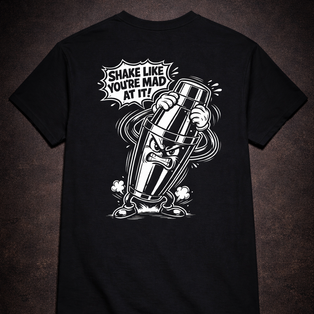 Funny bartender t-shirt shake it like you’re mad at it cocktail shirt